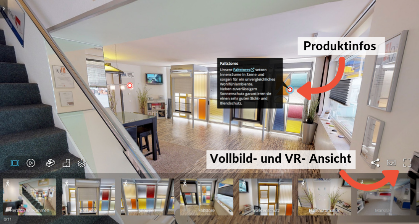 Bedienung unseres 3D-Showrooms